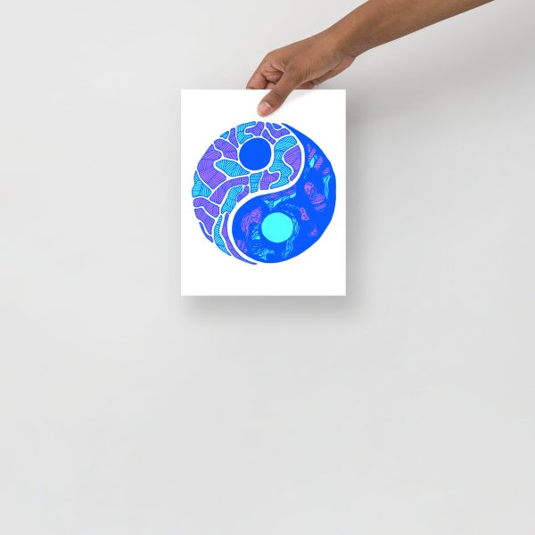 Blue Art Print "Abstract Yin Yang" Blue Drawing Art - Image 4