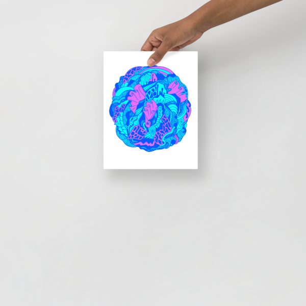 Blue Art Print "Abstract Wave of Thoughts 1" Blue Drawing Art - Image 4