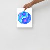 Blue Art Print "Feathers Yin Yang" Blue Drawing Art - Image 4