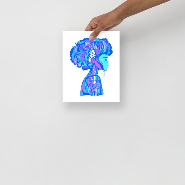 Blue Afrocentric Art Print "Beautiful Mind" Afrocentric Wall Art - Image 4