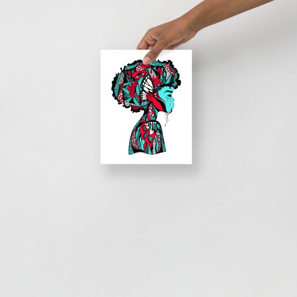 Turquoise Red Afrocentric Art Print "Beautiful Mind" Afrocentric Wall Art - Image 4