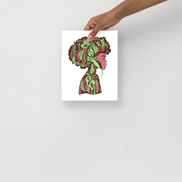 Pink and Green Afrocentric Art Print "Beautiful Mind" Afrocentric Wall Art - Image 4
