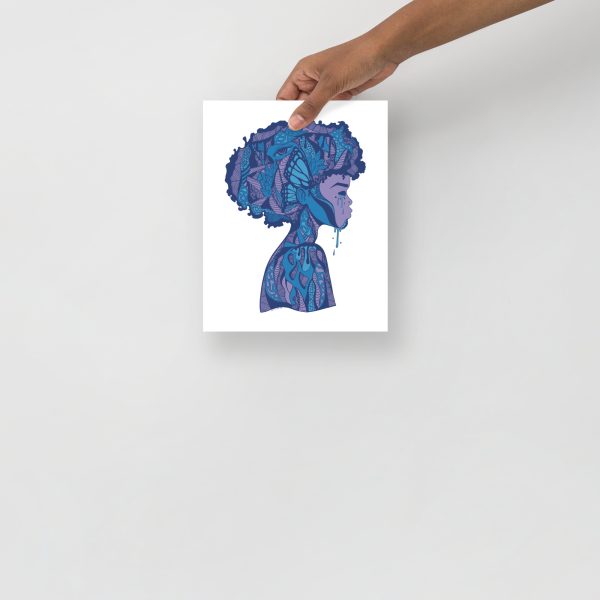 Mountain Blue Afrocentric Art Print "Beautiful Mind" Afrocentric Wall Art - Image 4