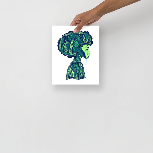 Green Afrocentric Art Print "Beautiful Mind" Afrocentric Wall Art - Image 4
