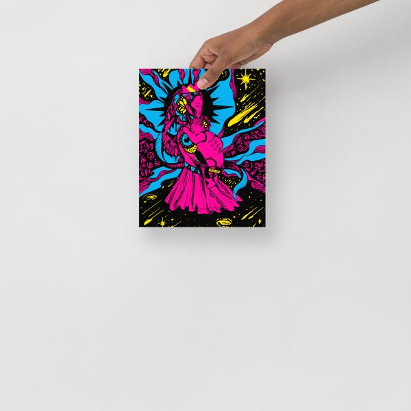 CMYK Pink Mom Art Drawing “Mother of Moon” Art for Mom - Image 4