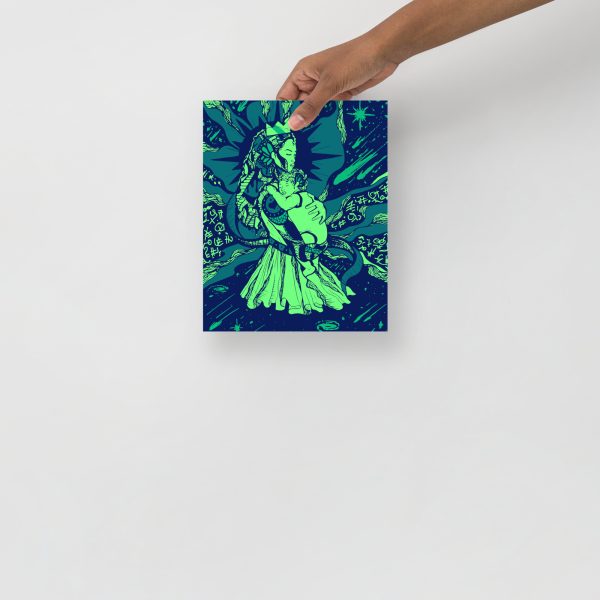 Green Mom Art Drawing “Mother of Moon” Art for Mom - Image 4