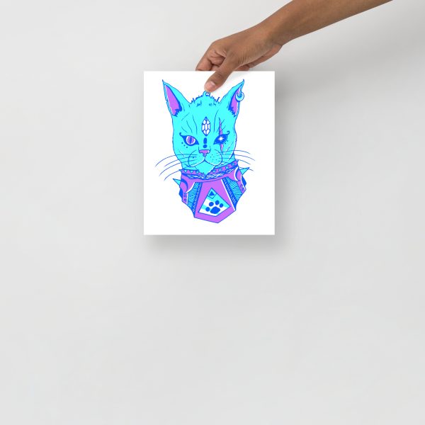 Blue Cat Drawing “Divine Cat” Cat Art Print - Image 3