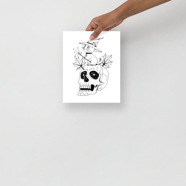 Cat Drawing “Magical Cat and Skull” Cat Art Print - Image 3