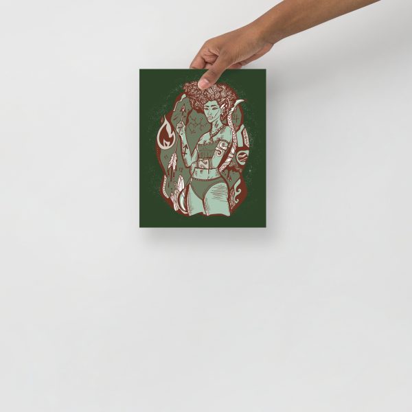 Sage Green Sagittarius Art “Sagittarius Goddess 1” Sagittarius Drawing - Image 3
