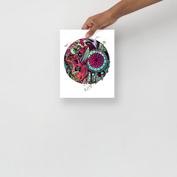 Sunset Skull Artwork "Skull and Dreamcatcher Circle" Skull Drawing - Image 3