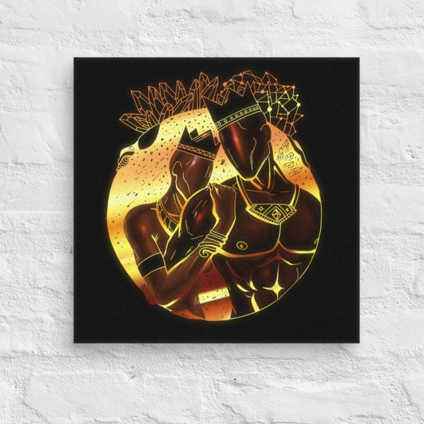 King and Queen of the Stars black and gold romantic couple canvas print for wall decor