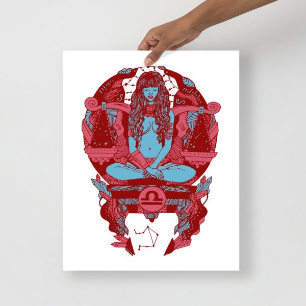 Pastel blue Libra art print on matte museum-quality paper for minimal home decor