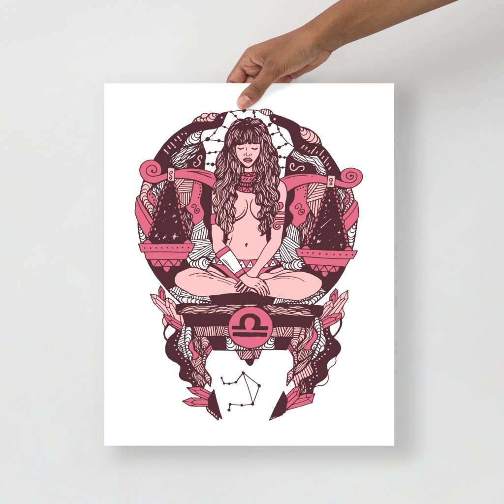 Pink Libra Art Print - Zodiac Beauty Wall Art