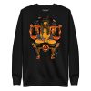 Women's Libra zodiac sweatshirt in orange and black with ribbed crew neck and long sleeves