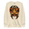 Women's Libra zodiac sweatshirt in orange and black with ribbed crew neck and long sleeves