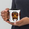 Orange and black Libra zodiac coffee mug with colorful rim and handle