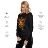 Women's orange and black Libra zodiac pullover sweatshirt with ribbed crew neck and long sleeves