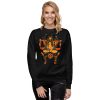 Women's orange and black Libra zodiac pullover sweatshirt with ribbed crew neck and long sleeves