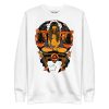Women's orange and black Libra zodiac pullover sweatshirt with ribbed crew neck and long sleeves