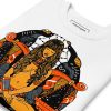 Women's orange and black Libra zodiac pullover sweatshirt with ribbed crew neck and long sleeves