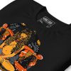 Women's Libra zodiac t-shirt in orange and black with divine balance design
