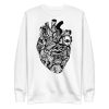 Line art heart sweatshirt with ribbed crew neck and soft fleece interior for streetwear style