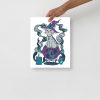 Grey cat art print on matte museum-quality paper displayed in a minimal chic setting