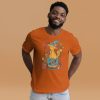 Magical Cat of Fortune cat t-shirt in soft cotton, shown from a side angle