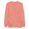 Pink cat sweatshirt with magical cat of fortune drawing and ribbed crew neck
