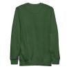 Green magical cat of fortune drawing printed on a ribbed crew neck fleece sweatshirt
