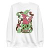 Pink and green Magical Cat of Fortune sweatshirt with ribbed crew neck and long sleeves