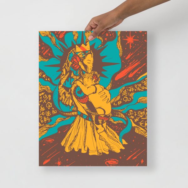 Minimal matte museum-quality Mother of Moon art print for mom on display
