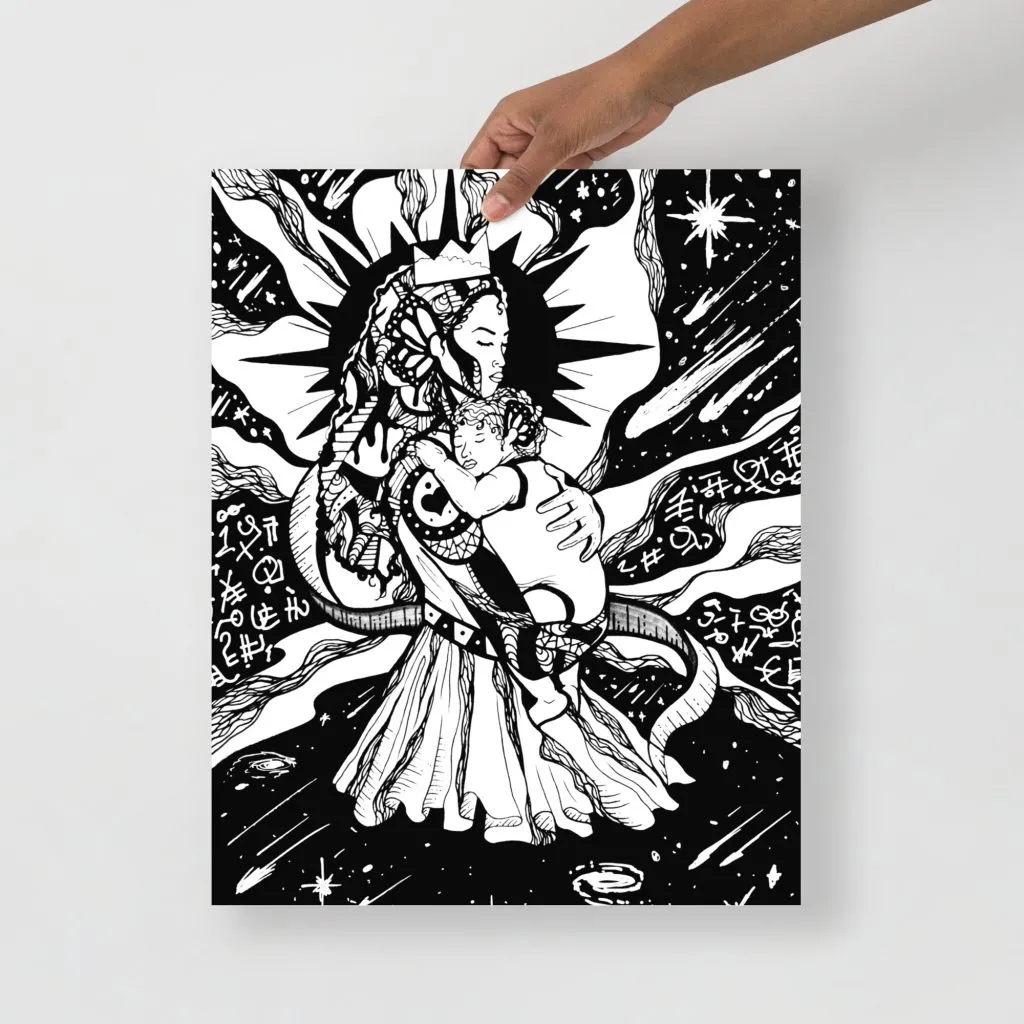 Minimal Mother of Moon art print for mom on matte museum-quality paper