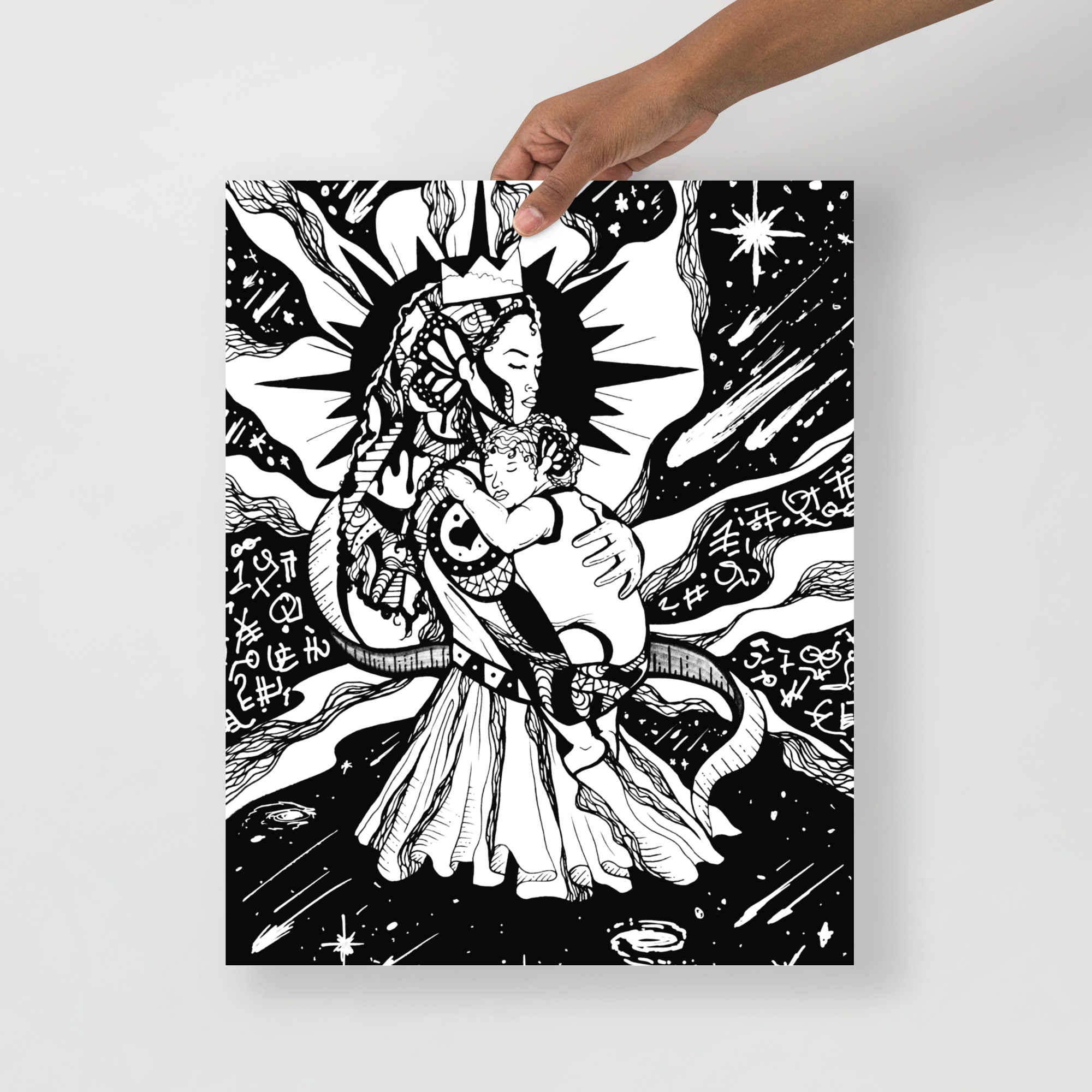 Minimal Mother of Moon art print for mom on matte museum-quality paper
