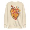 Cafe heart drawing Musical Heart No. 2 graphic crew neck sweatshirt with ribbed cuffs and soft fleece interior
