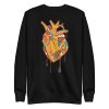Musical Heart sweatshirt with ribbed crew neck, long sleeves, and soft fleece interior