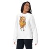 Musical heart sweatshirt with ribbed crew neck, long sleeves, and soft fleece interior for streetwear style