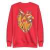 Musical Heart sweatshirt with ribbed crew neck, long sleeves, and soft fleece interior