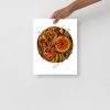 Orange and black gothic sacred skull art print with gem detail on matte wall decor
