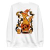 Orange cat sweatshirt with Magical Cat of Fortune design and ribbed crew neck for cat moms
