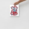 Pastel blue cat art print of a magical cat of fortune on matte paper