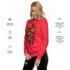 Red and cream heart sweatshirt with ribbed crew neck and long sleeves in a streetwear style