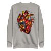 Red and cream heart photographer's heart sweatshirt with ribbed crew neck and long sleeves