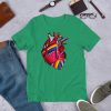 Pride Heart t-shirt with hand-drawn anatomical heart in rainbow colors and gender symbols celebrating diversity