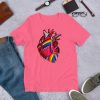 Pride Heart t-shirt with hand-drawn rainbow anatomical heart and gender symbols celebrating love's diversity