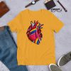 Pride Heart t-shirt with hand-drawn anatomical heart in rainbow colors and gender symbols