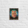 Afrofuturism gold African mask canvas print displayed as contemporary wall art decor