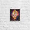 Afrofuturism canvas print featuring a retro gold African mask in contemporary art style