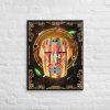 Afrofuturism canvas print featuring a retro gold African mask in contemporary art style