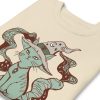 Sage green cat sweatshirt with Magical Cat of Fortune drawing and ribbed crew neck